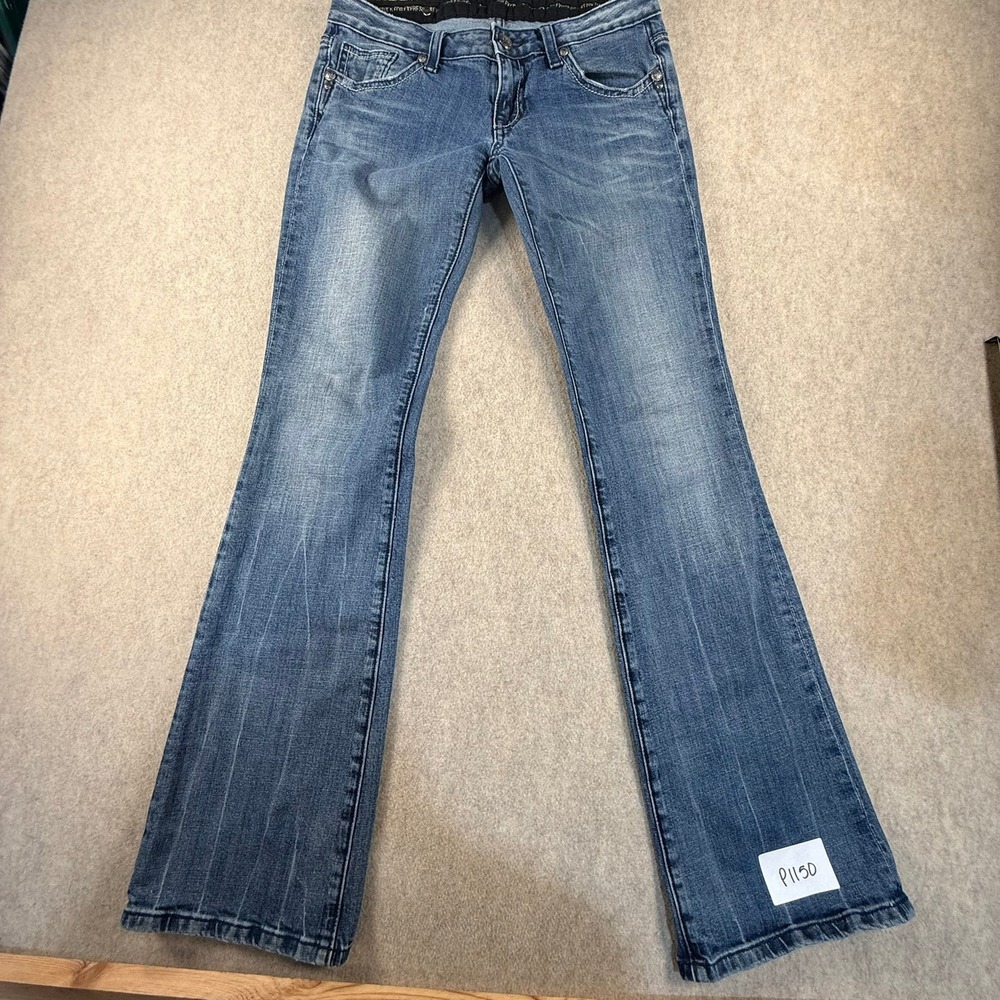 Rock Revival for Express Bootcut Jeans Medium Blue Embroidered Pockets 31x31